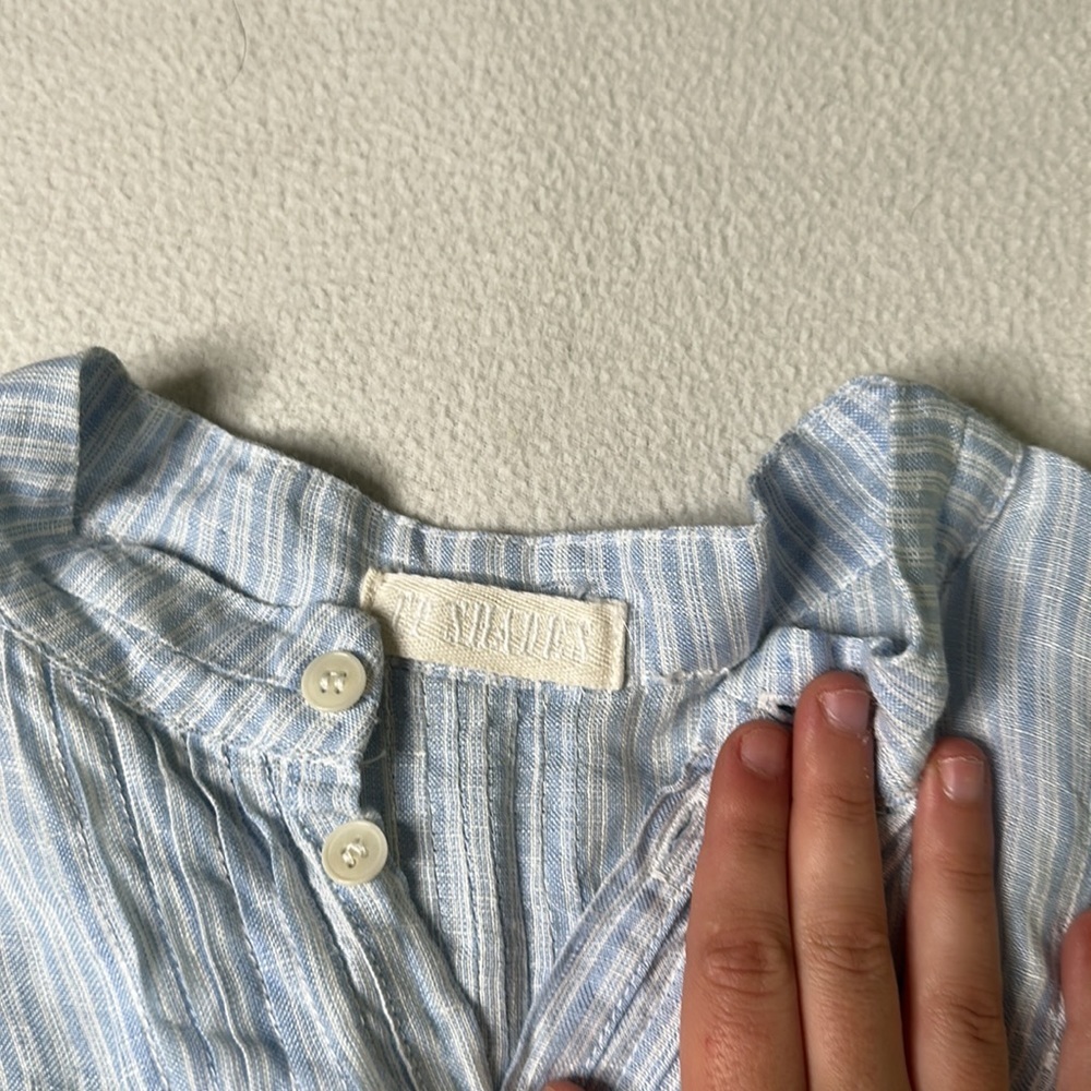 CP Shades Blue White Straiped Tunic Button Down - Picture 5 of 6